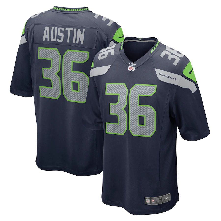 Men Seattle Seahawks #36 Blessuan Austin Nike College Navy Game Player NFL Jersey